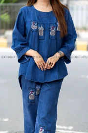 Premium Embroidered Denim Co-Ord Set - Image 7